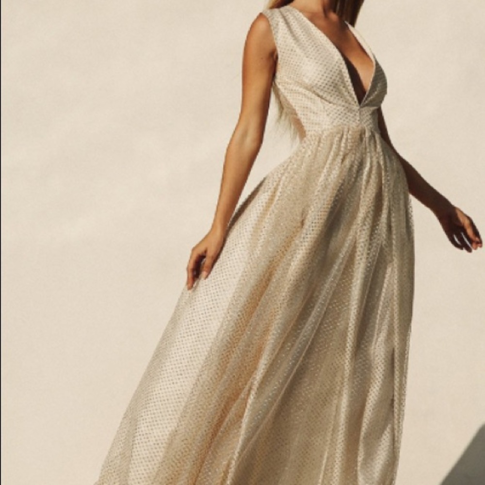 Lurelly White and Gold Polka Dot Gown